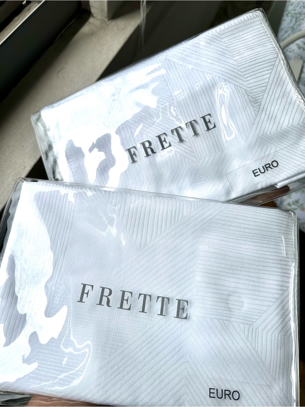 Frette “Now” White-on-White Sateen Euro Squares NWT! Retail $300
